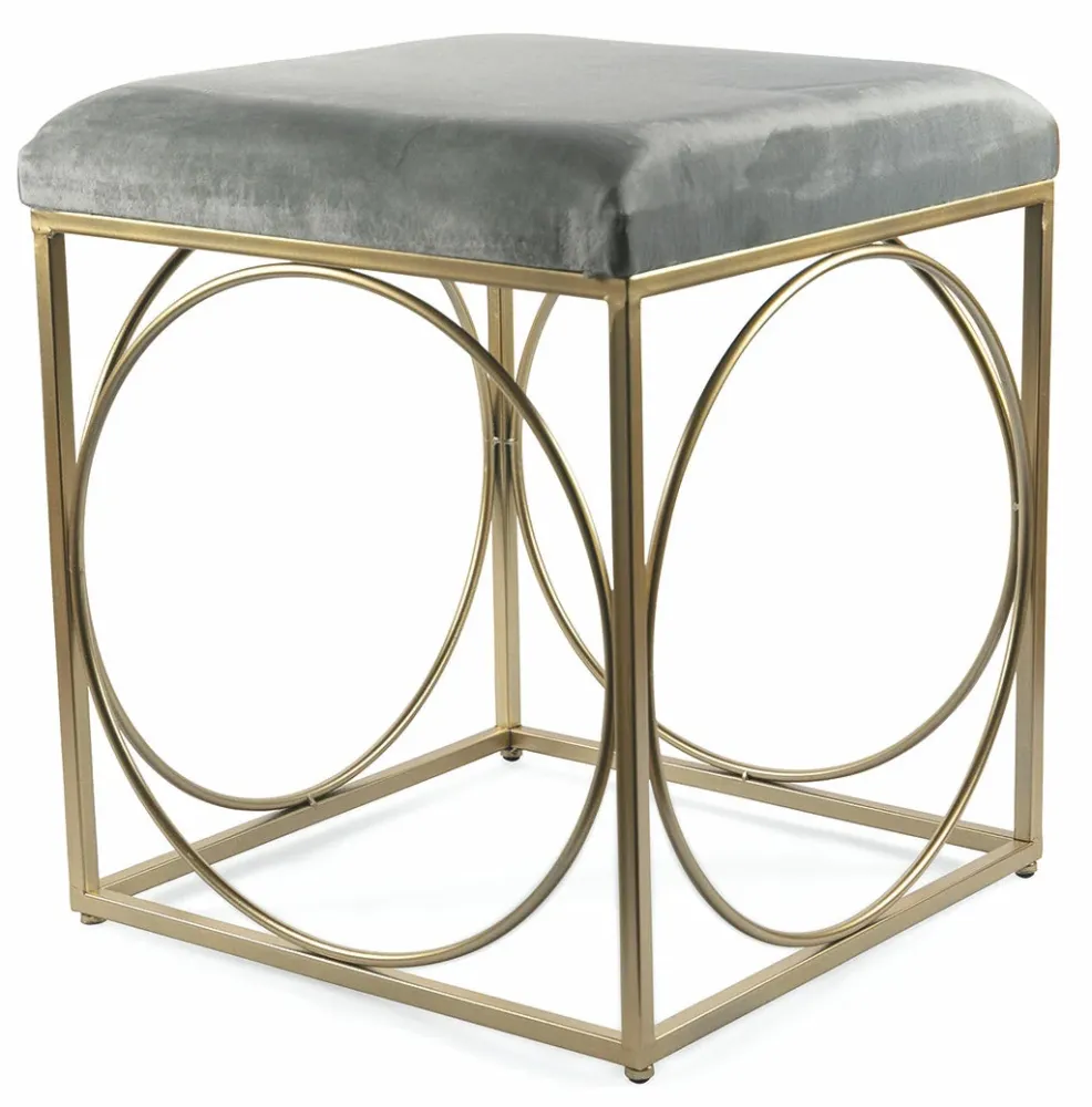 Sgabello Quadrato 40x40x46 cm Ferro e Velluto Soriani Grigio