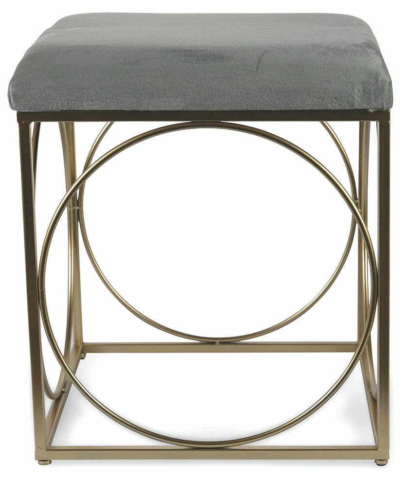 Sgabello Quadrato 40x40x46 cm Ferro e Velluto Soriani Grigio