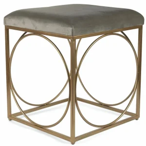 Sgabello Quadrato 40x40x46 cm Ferro e Velluto Soriani Tortora