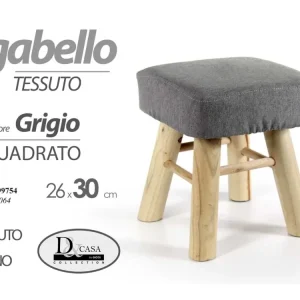Sgabello quadrato colore grigio misura 26x30cm