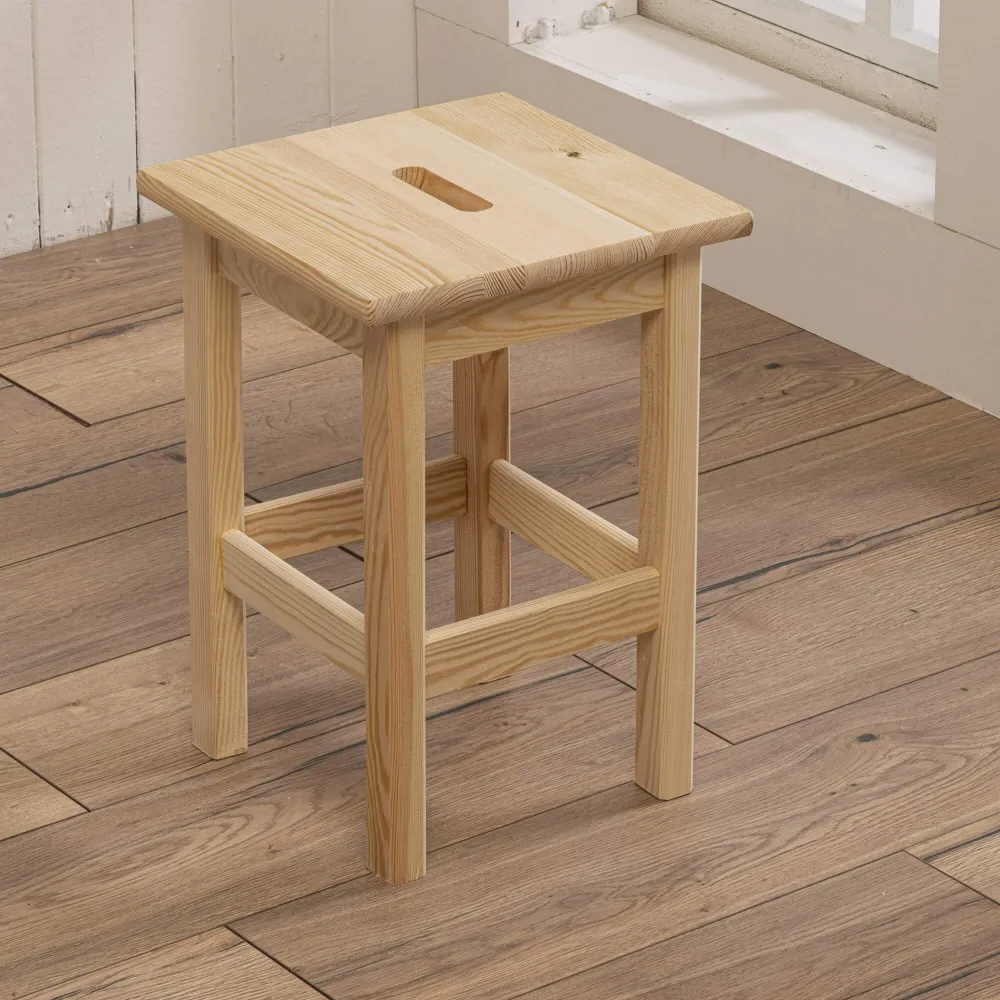 Sgabello Quadro 30x30x44 cm Legno Pino Naturale non Verniciato