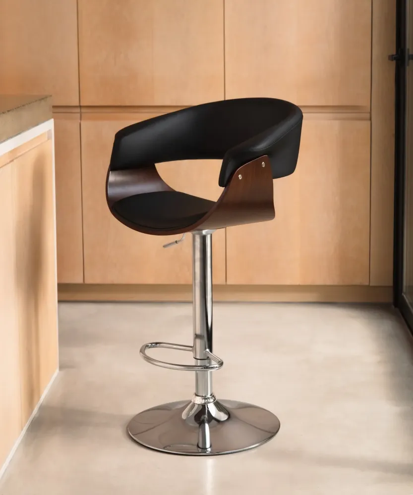 Sgabello regolabile legno e similpelle Beckett