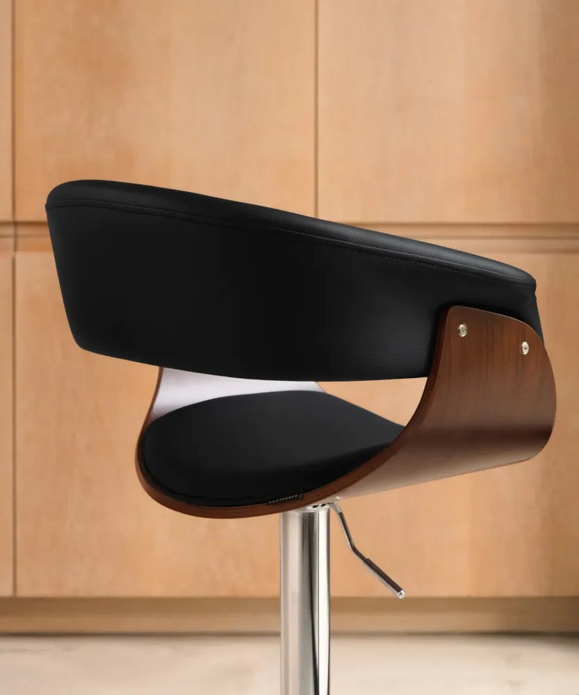 Sgabello regolabile legno e similpelle Beckett