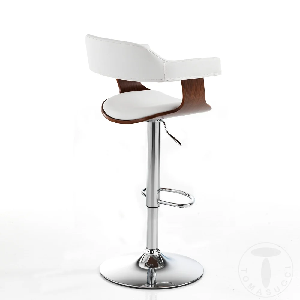 Sgabello regolabile scocca legno e similpelle base metallo cm 50x46x90/100h