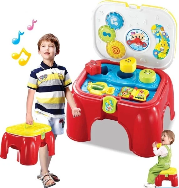 Sgabello Sediolina Giocattolo Con Formine Incastro Luci Suoni Gioco Per Bambini
