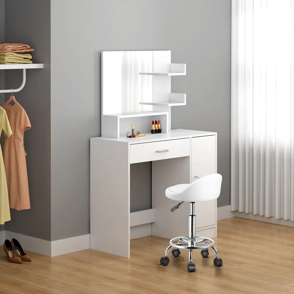 Sgabello Seduta imobottita e Schienale Basso con Ruote Base Acciaio 360 Bianco