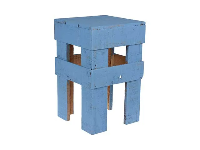 Sgabello teak blu 25x25x40cmj11151080