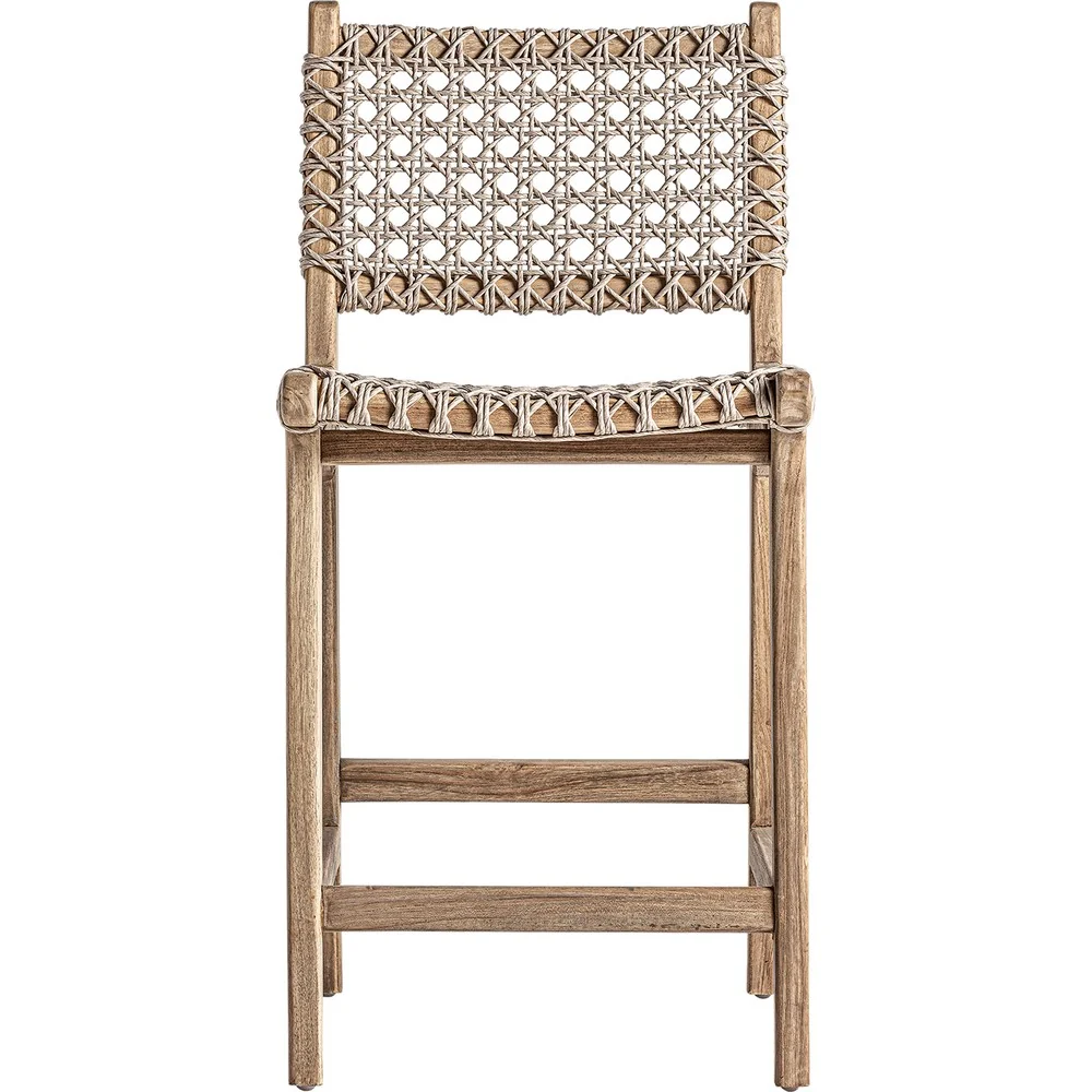 Sgabello teak e corda design elegante