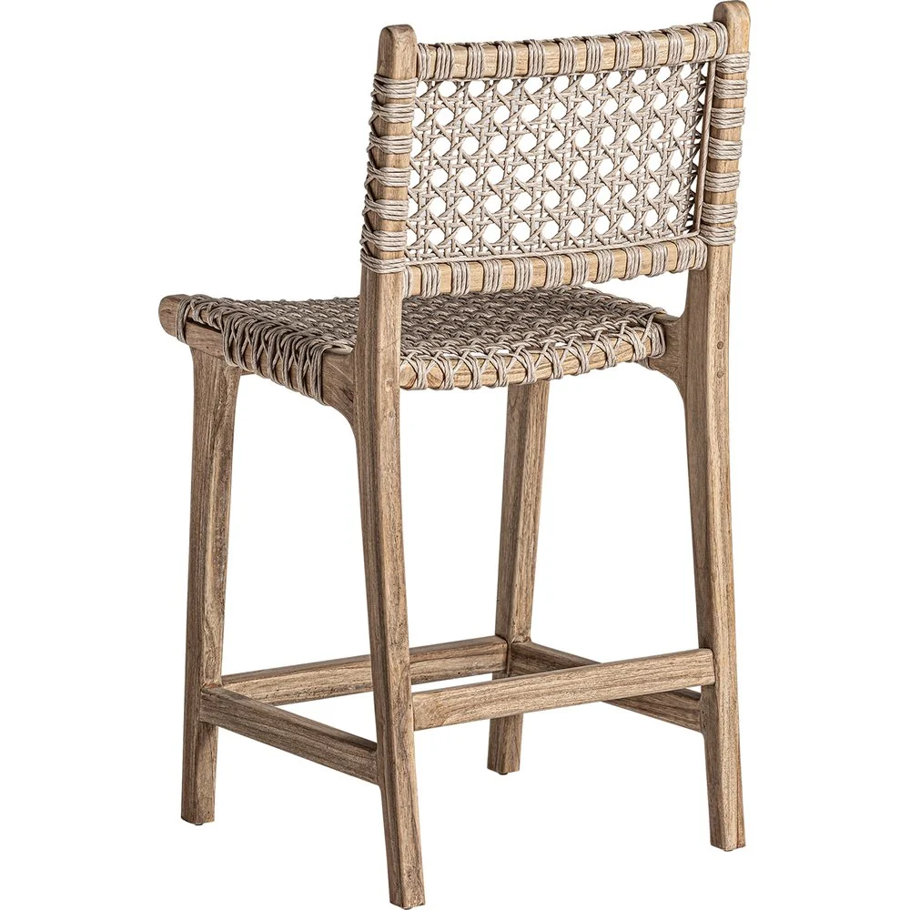 Sgabello teak e corda design elegante