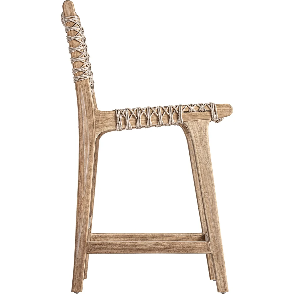 Sgabello teak e corda design elegante