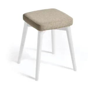 Sgabello Tessuto e Legno 33x33x46 cm Alison Bianco e Grigio