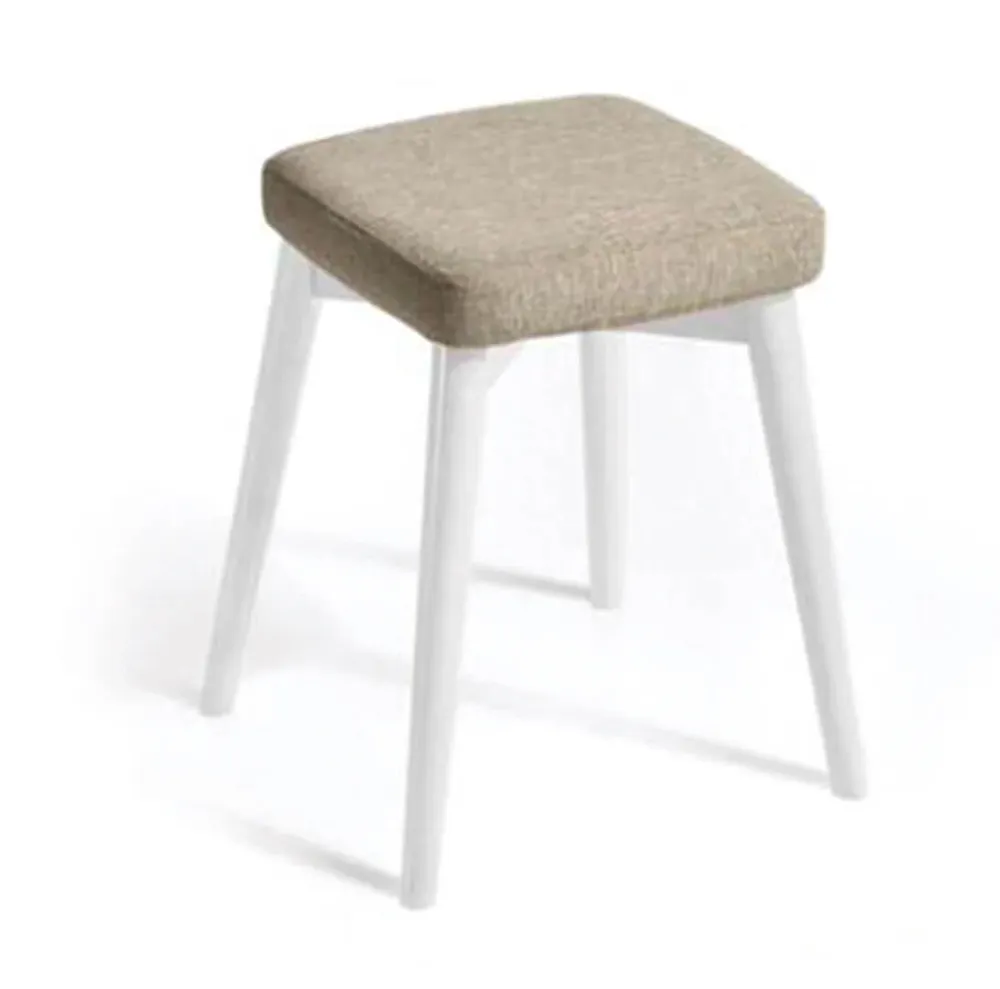 Sgabello Tessuto e Legno 33x33x46 cm Alison Bianco e Grigio