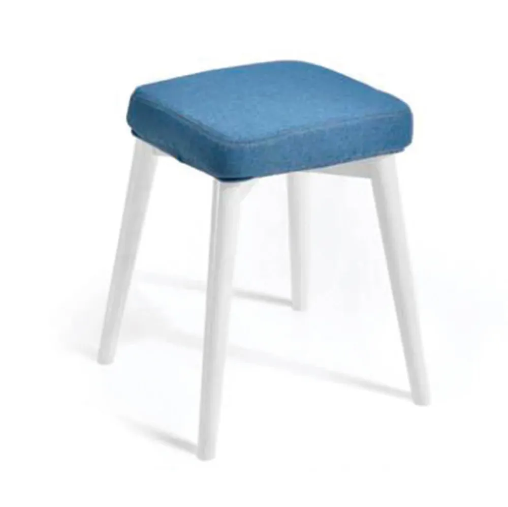 Sgabello Tessuto e Legno 33x33x46 cm Alison Bianco e Blu