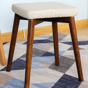 Sgabello Tessuto e Legno Noce 33x33x46 cm Fumer Alison Grigio