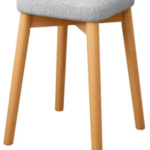 Sgabello Tessuto e Legno di Pino 33x33x46 cm Fumer Alison Grigio