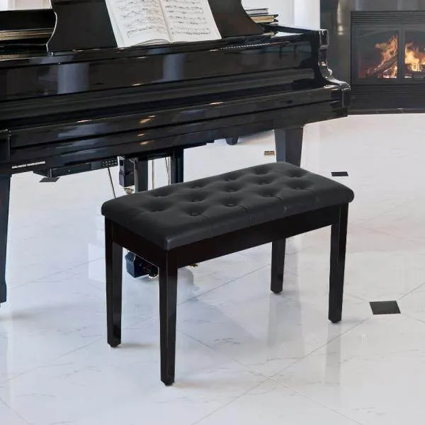 Sgabello da toeletta per pianoforte con spazio di archiviazione nero