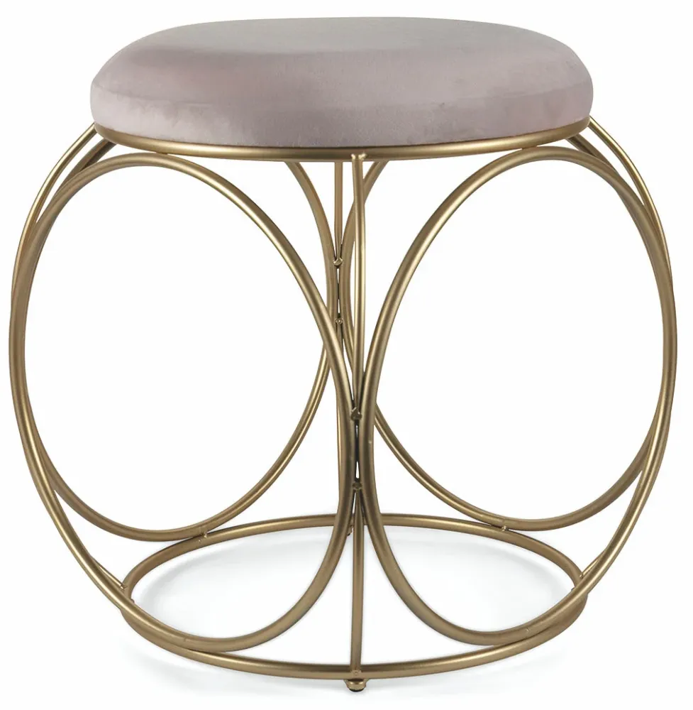 Sgabello Tondo Ø40x46 cm Ferro e Velluto Soriani Rosa Cipria