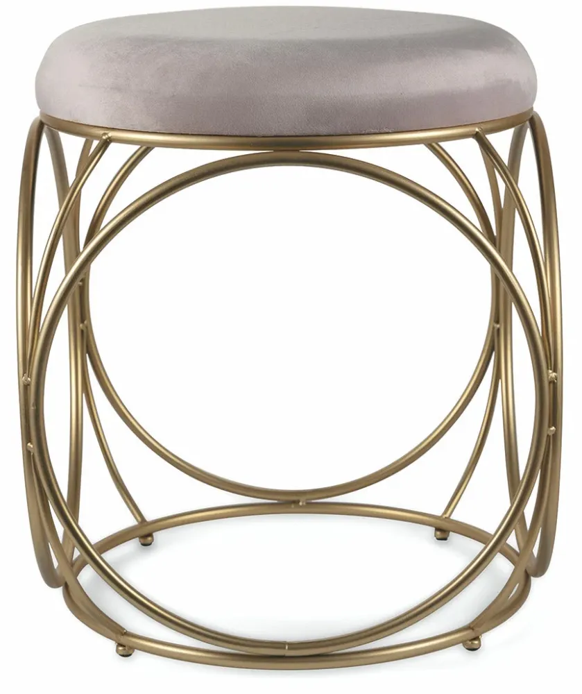 Sgabello Tondo Ø40x46 cm Ferro e Velluto Soriani Rosa Cipria