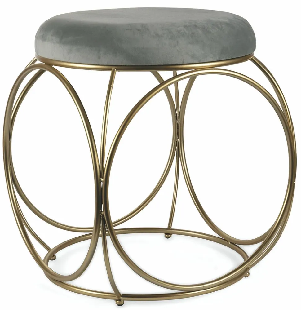 Sgabello Tondo Ø40x46 cm Ferro e Velluto Soriani Grigio