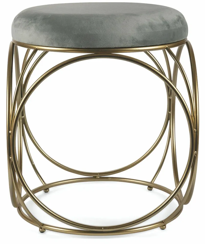 Sgabello Tondo Ø40x46 cm Ferro e Velluto Soriani Grigio