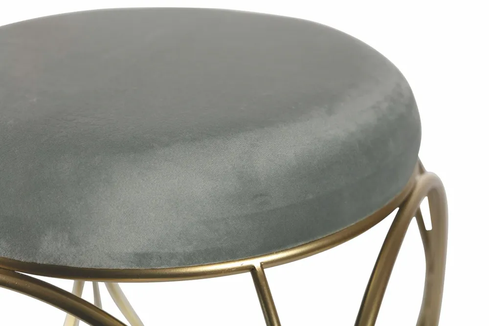Sgabello Tondo Ø40x46 cm Ferro e Velluto Soriani Grigio