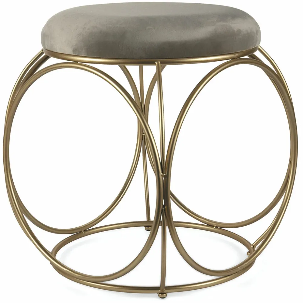 Sgabello Tondo Ø40x46 cm Ferro e Velluto Soriani Tortora