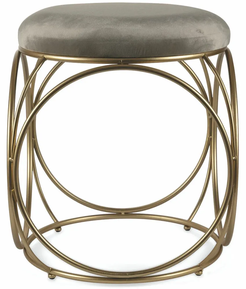 Sgabello Tondo Ø40x46 cm Ferro e Velluto Soriani Tortora