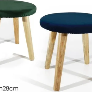 Sgabello Tondo Verde Pouf Sfoderabile Seduta Comoda Struttura Legno 30xh28