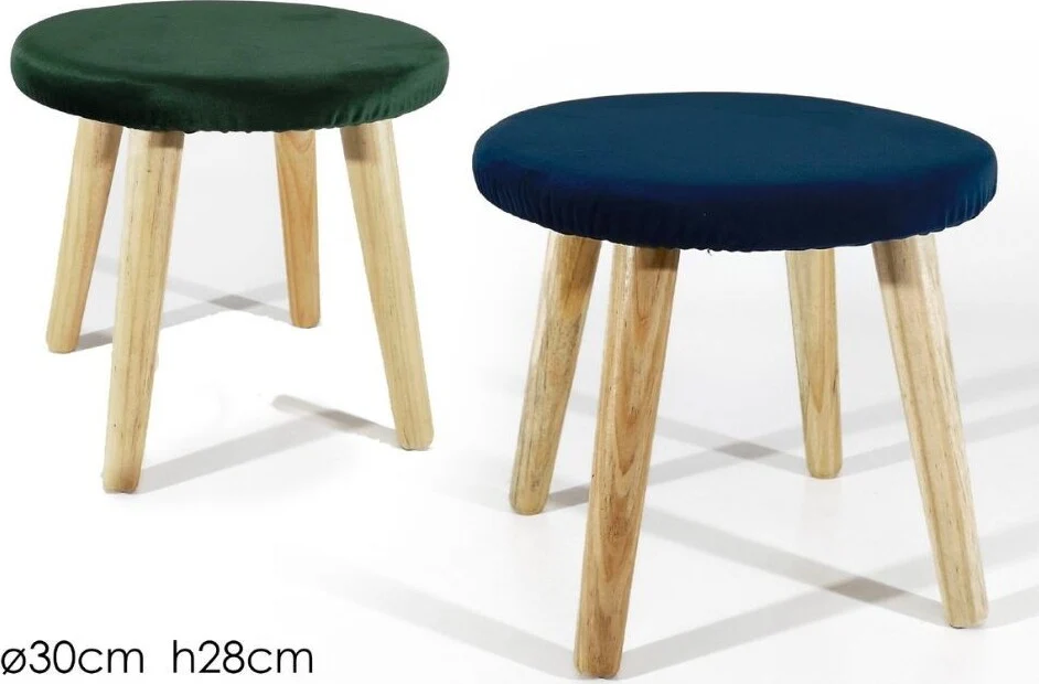 Sgabello Tondo Verde Pouf Sfoderabile Seduta Comoda Struttura Legno 30xh28