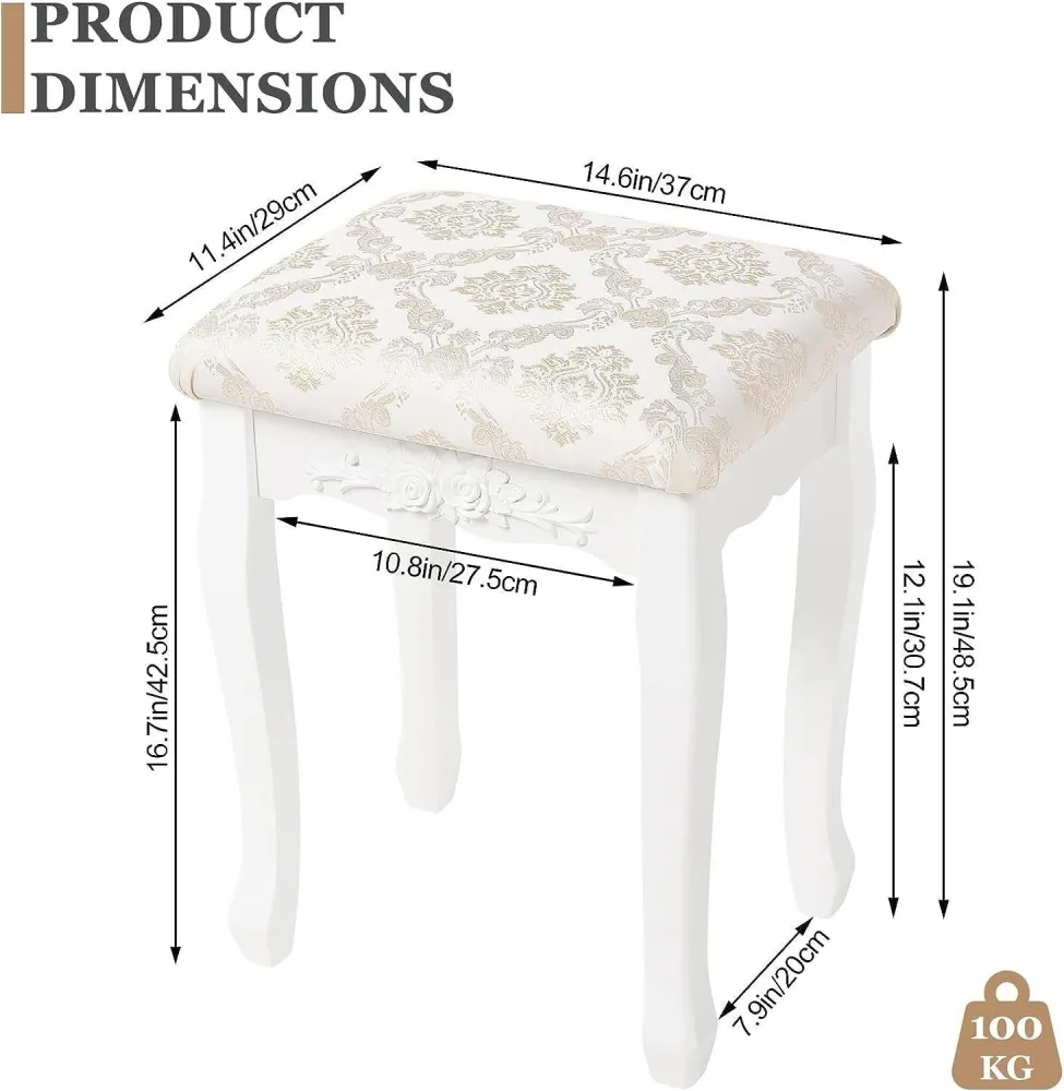 Sgabello da trucco con rivestimento