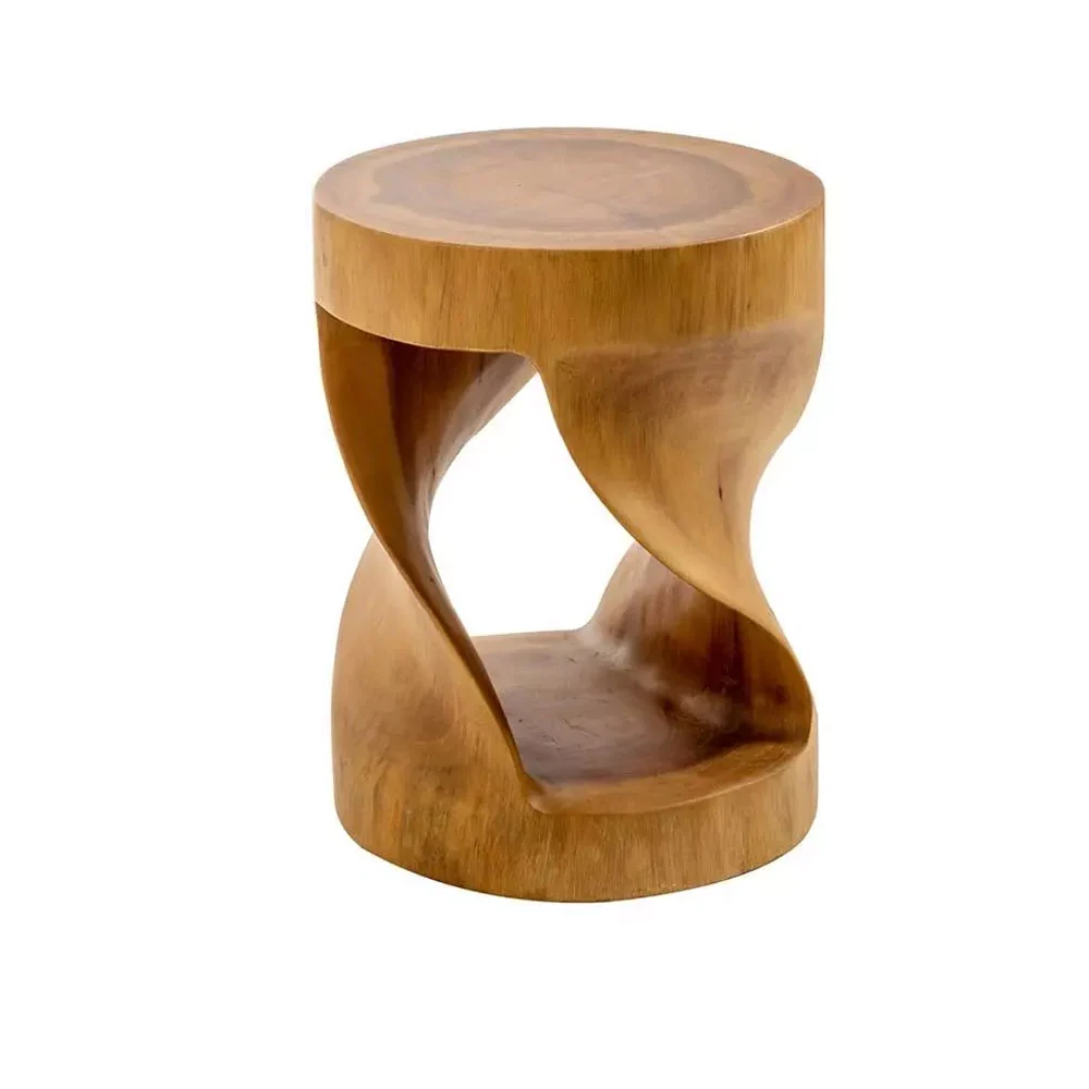 Sgabello 'Twister' legno di Suar Cipì Diam. 34,5 x 46h cm