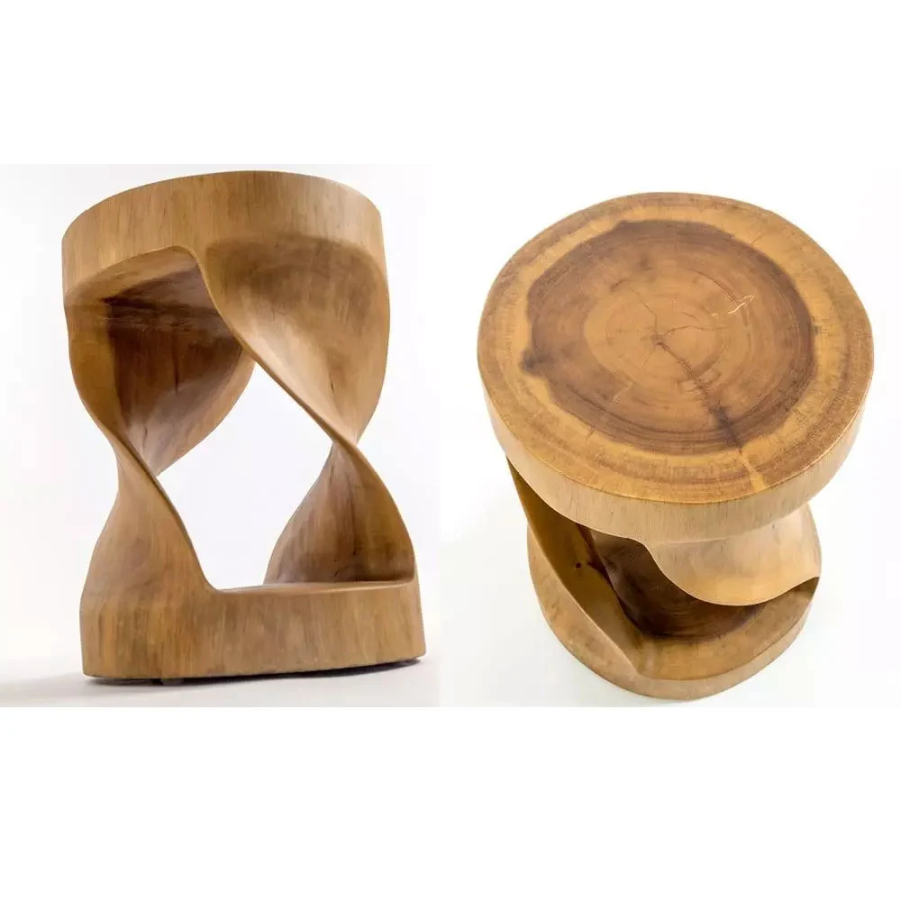Sgabello 'Twister' legno di Suar Cipì Diam. 34,5 x 46h cm