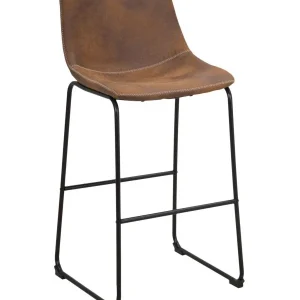 Sgabello vintage alto per cucina o salotto ecopelle con gambe metallo