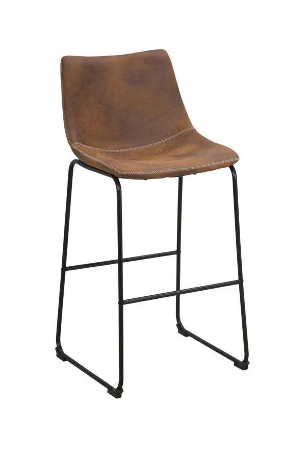 Sgabello vintage alto per cucina o salotto ecopelle con gambe metallo