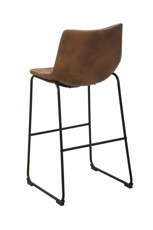 Sgabello vintage alto per cucina o salotto ecopelle con gambe metallo