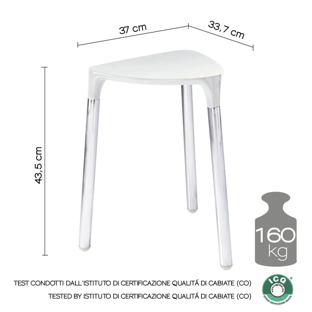 Sgabello Yannis di Gedy acciaio inox e resine termoplastiche - Bianco