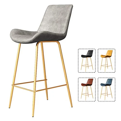 SHIJING Sgabelli da Bar Ferro Dorato, Altezza del bancone, Sedia Imbottita con Schienale Medio per sedute ergonomiche, Sga...
