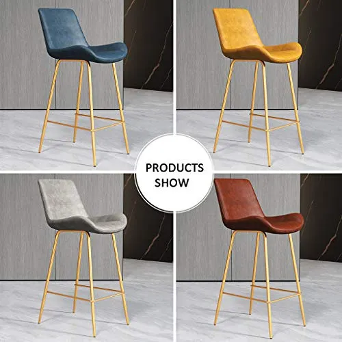 SHIJING Sgabelli da Bar Ferro Dorato, Altezza del bancone, Sedia Imbottita con Schienale Medio per sedute ergonomiche, Sga...