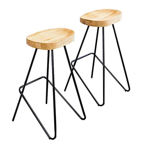 SHIJING Sgabelli Cucina Moderni Set di 4 sgabelli retrò, Sedia da Pranzo Sedia Legno Gambe di Metallo Home Kitchen Sgabell...