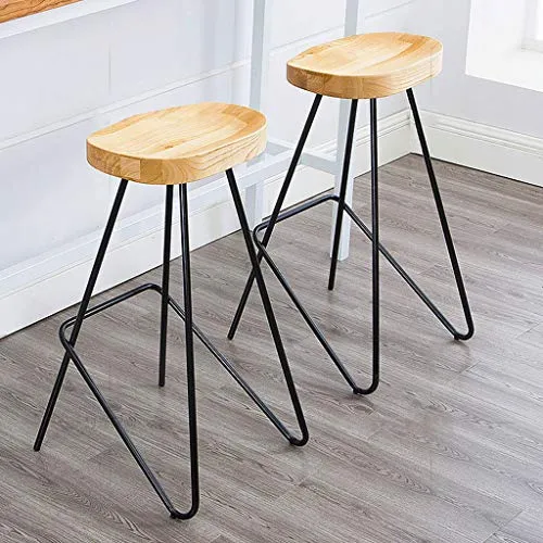 SHIJING Sgabelli Cucina Moderni Set di 4 sgabelli retrò, Sedia da Pranzo Sedia Legno Gambe di Metallo Home Kitchen Sgabell...