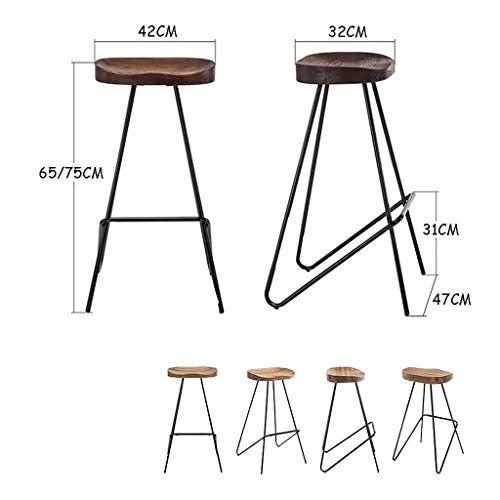 SHIJING Sgabelli Cucina Moderni Set di 4 sgabelli retrò, Sedia da Pranzo Sedia Legno Gambe di Metallo Home Kitchen Sgabell...