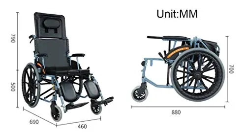 Showkig Vecchio scooter Disabilitato Auto Sedia rotelle alluminio Sedia rotelle pieghevole leggera S-Ergo Guida Multi-funz...