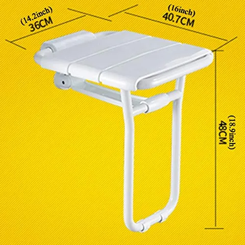 Sgabello da Bagno Antiscivolo Parete Sgabello Pieghevole Nascosto Portata 150 kg Pannello ABS Staffa Acciaio Inossidabile...