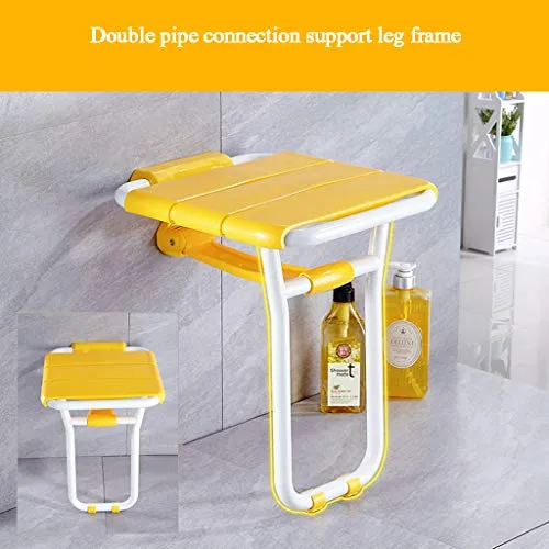 Sgabello da Bagno Antiscivolo Parete Sgabello Pieghevole Nascosto Portata 150 kg Pannello ABS Staffa Acciaio Inossidabile...