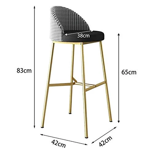 Sgabello da Bar Pelle Seduta Imbottita con Schienale E Bracciolo Gambe Metallo Dorato, Sedia da Cucina per La Colazione, A...