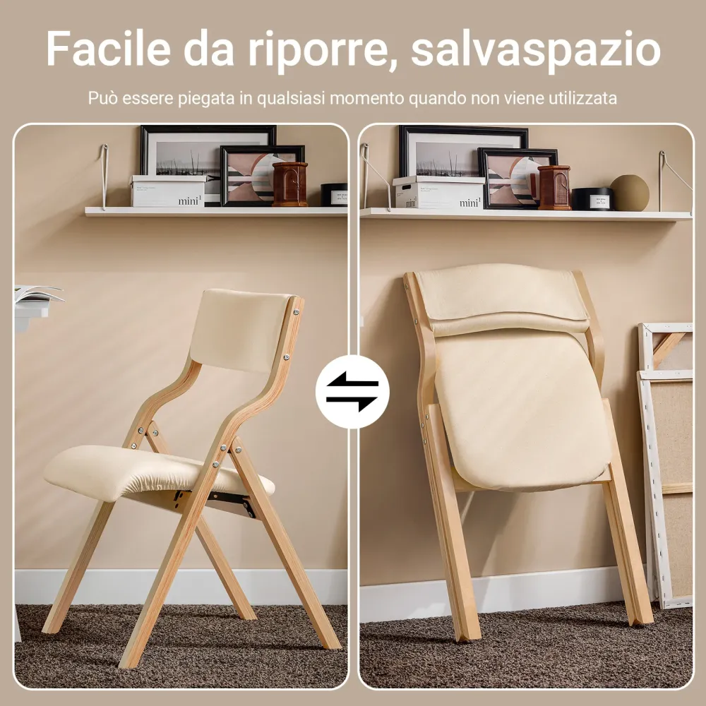 SoBuy FST40-Wx2, Lotto da 2 Sedie Pieghevoli da Pranzo con Seduta e Schienale Imbottiti, Design Elegante e Salvaspazio Sed...