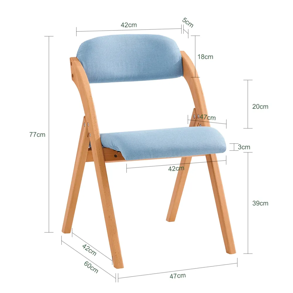 SoBuy FST92-BL Sedia da Pranzo Pieghevole con Seduta Imbottita - Set di Sedie con Cuscino per Sala da Pranzo Legno di Fagg...