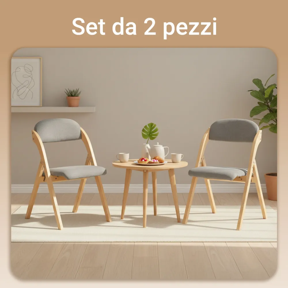 SoBuy FST92-Nx2, Sedia Pieghevole Legno Set da 2 Poltrona Imbottita da Cucina, Sedie da Interno per Ufficio, Balcone, Giar...