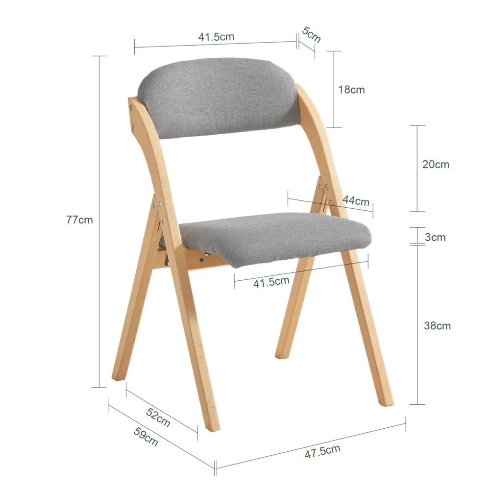 SoBuy FST92-Nx2, Sedia Pieghevole Legno Set da 2 Poltrona Imbottita da Cucina, Sedie da Interno per Ufficio, Balcone, Giar...