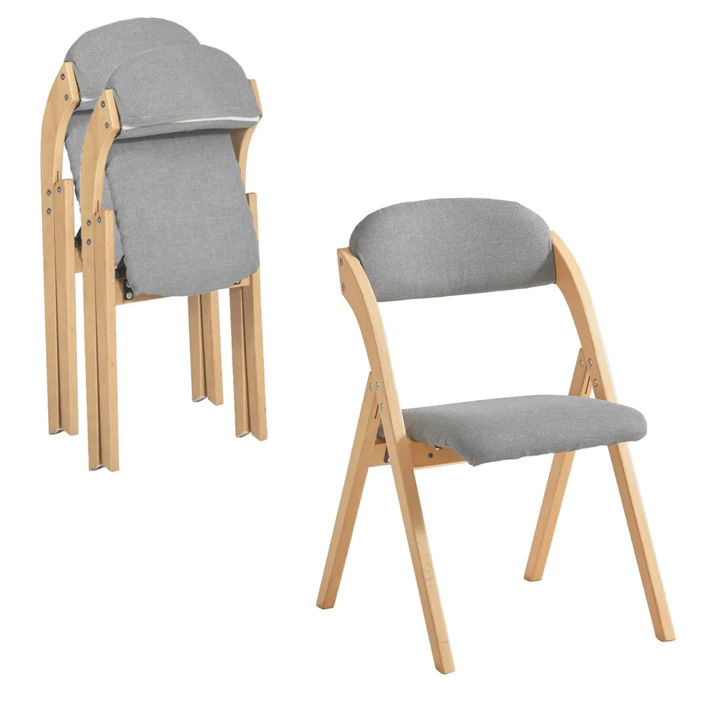 SoBuy FST92-Nx2, Sedia Pieghevole Legno Set da 2 Poltrona Imbottita da Cucina, Sedie da Interno per Ufficio, Balcone, Giar...